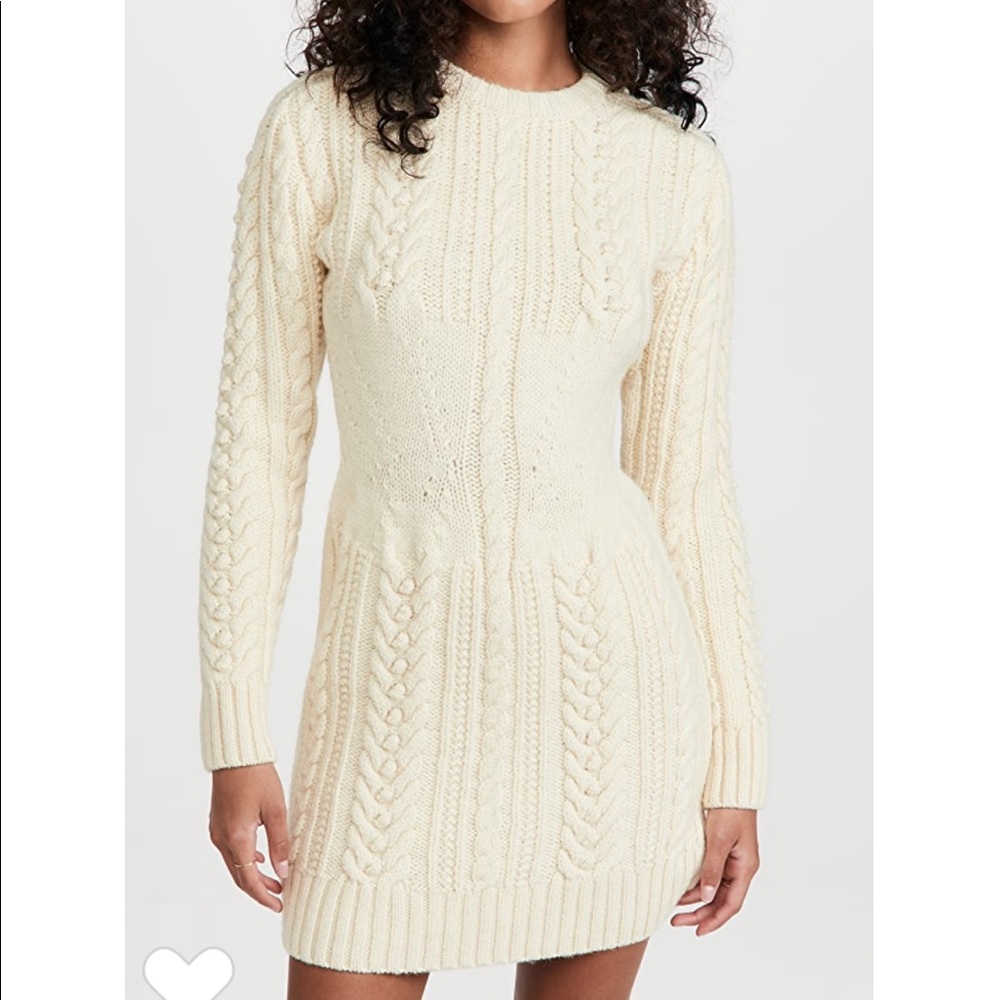 Philosophy di Lorenzo Serafini Ivory Cable-Knit Long Sleeve Dress